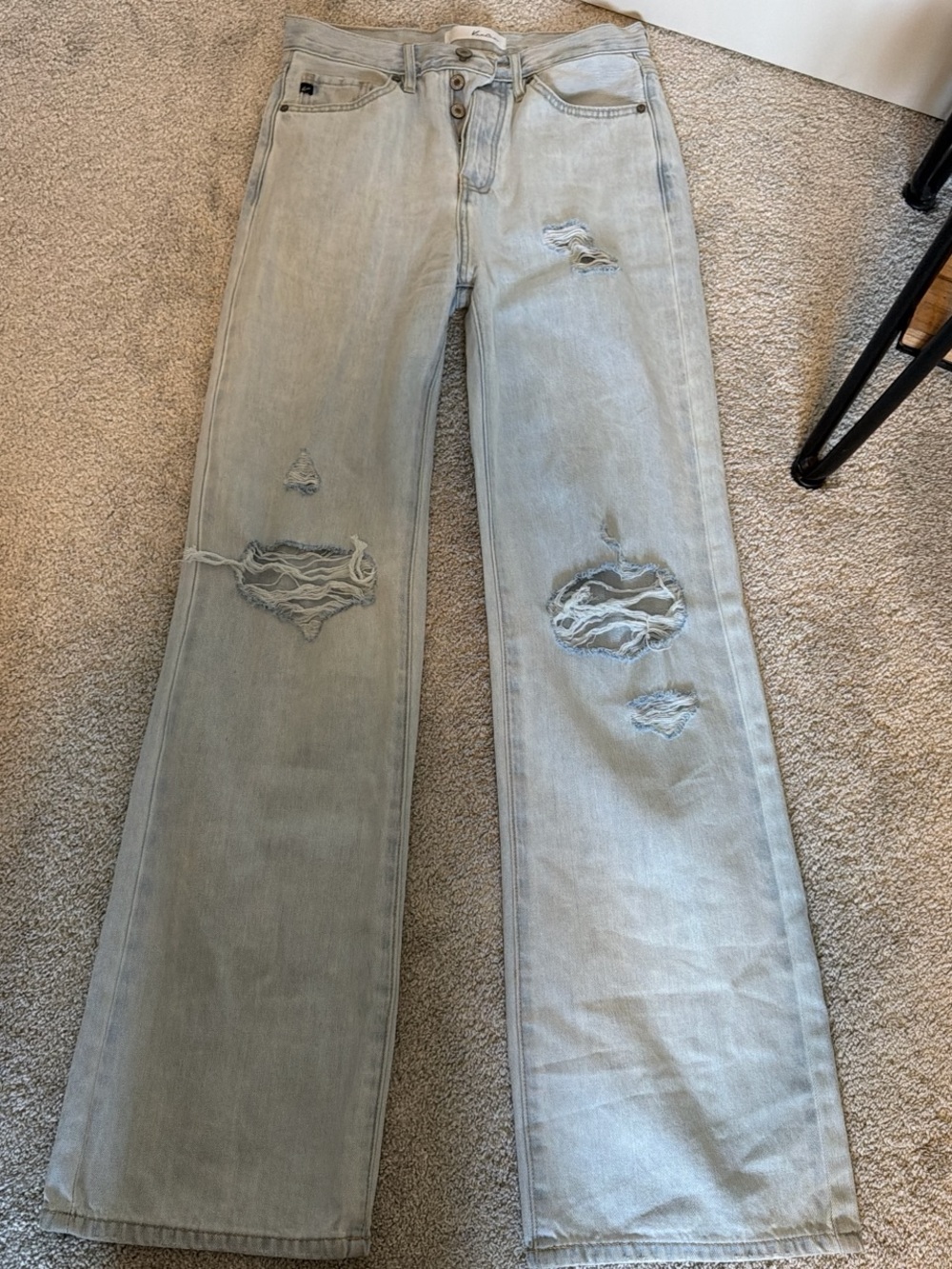 KanCan Light Blue Distressed Wide-Leg Jeans